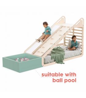 Toboggan + mur d'escalade pour lit Montessori Mamatoys - Naturel